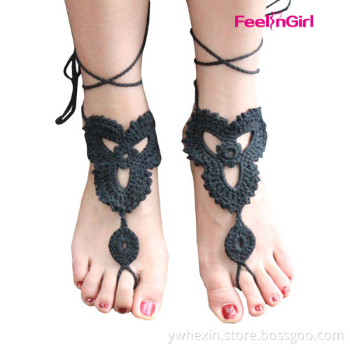 Crochet Flower Barefoot Wrap Sandals Ankle Bracelet Foot Jewelry